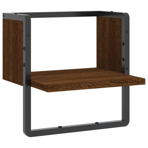Væghylde med stang 30x25x30 cm brun egetræsfarve