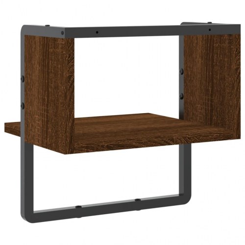 Væghylde med stang 30x25x30 cm brun egetræsfarve