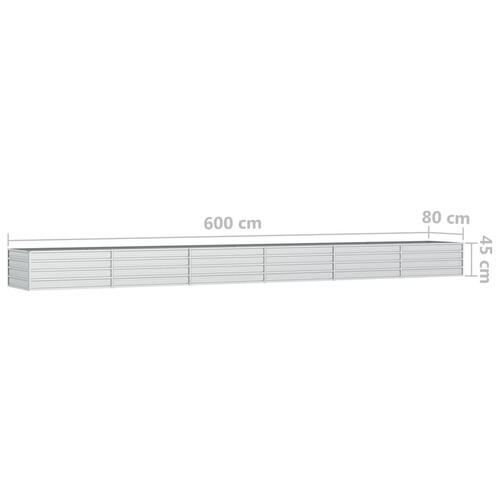 Højbed 600x80x45 cm galvaniseret stål sølvfarvet