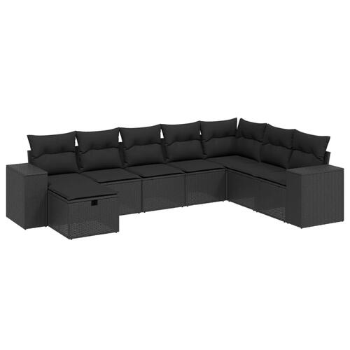 Sofasæt til haven 8 dele med hynder polyrattan sort