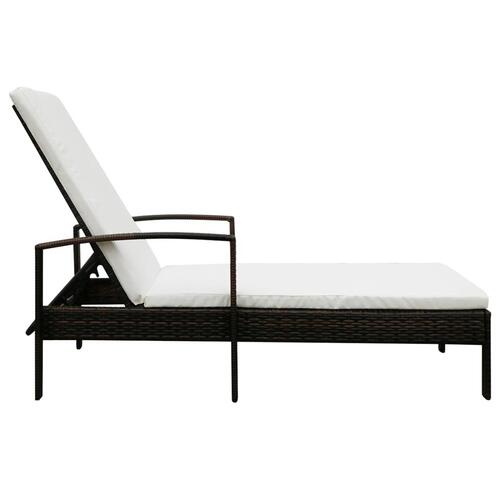 Liggestol med hynde polyrattan brun