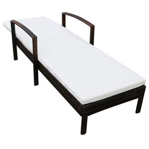 Liggestol med hynde polyrattan brun