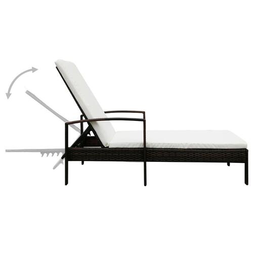 Liggestol med hynde polyrattan brun