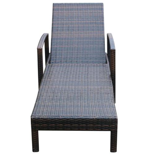 Liggestol med hynde polyrattan brun