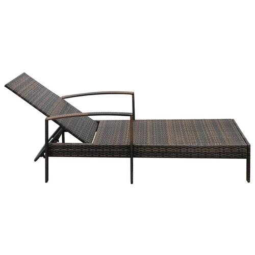 Liggestol med hynde polyrattan brun