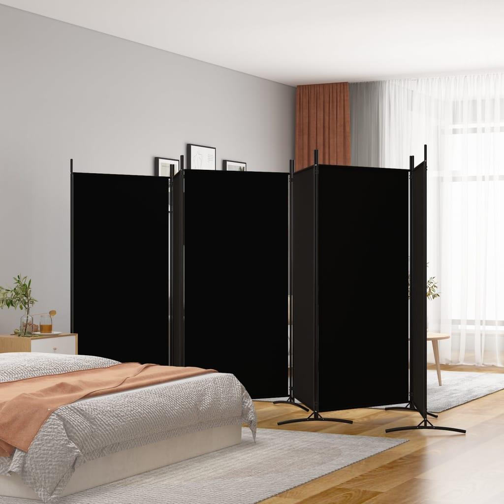 6-panels rumdeler 520x180 cm stof sort