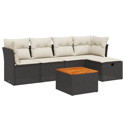 Sofasæt til haven 6 dele med hynder polyrattan sort