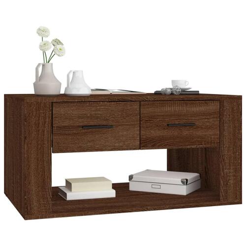 Sofabord 80x50x40 cm konstrueret træ brun egetræsfarve