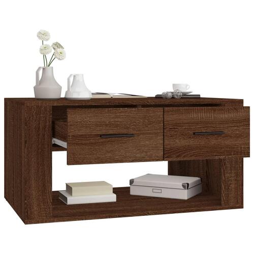Sofabord 80x50x40 cm konstrueret træ brun egetræsfarve