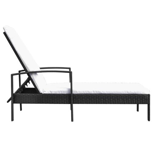 Liggestol med hynde polyrattan sort