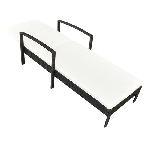 Liggestol med hynde polyrattan sort