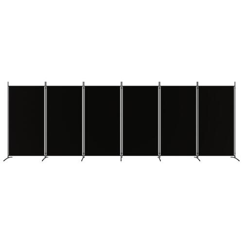 6-panels rumdeler 520x180 cm stof sort