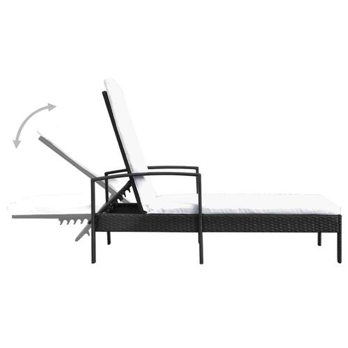 Liggestol med hynde polyrattan sort