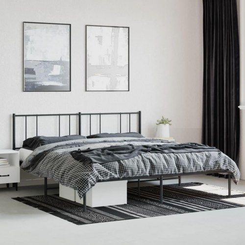 Sengeramme med sengegavl i metal - 183×213 cm, sort