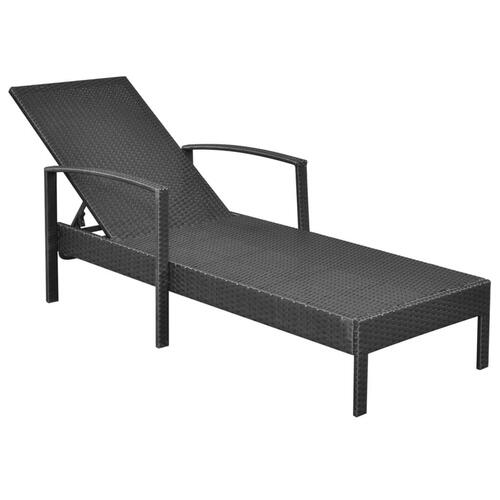 Liggestol med hynde polyrattan sort