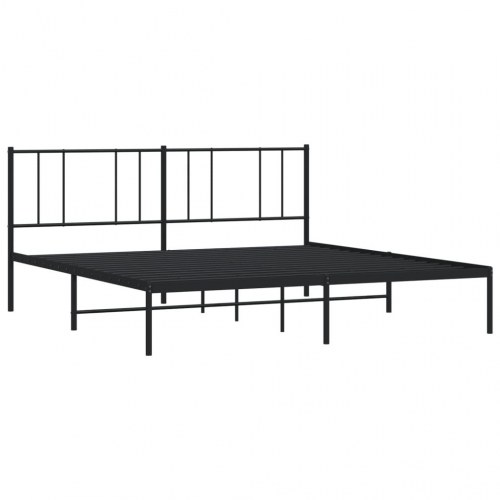 Sengeramme med sengegavl i metal - 183×213 cm, sort