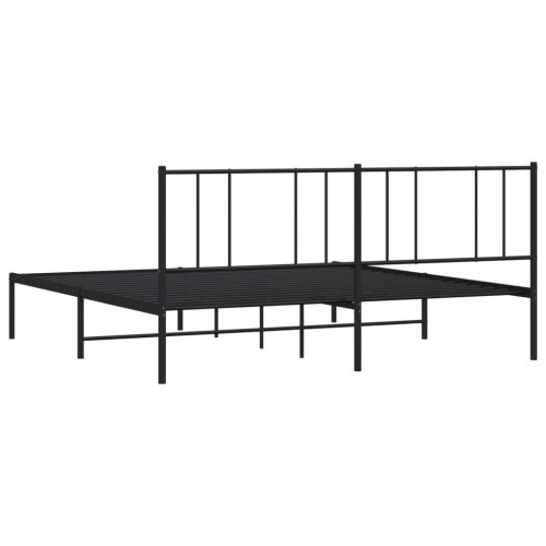 Sengeramme med sengegavl i metal - 183×213 cm, sort