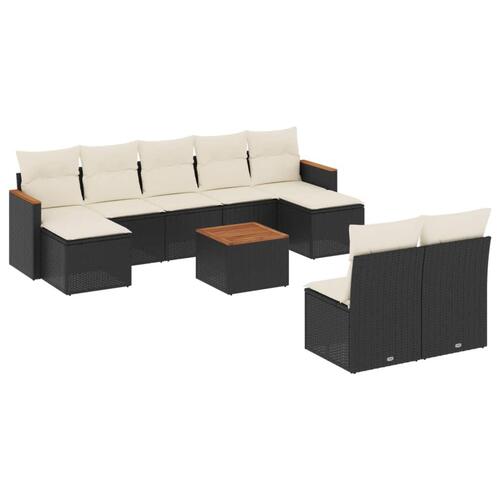 Sofasæt til haven 10 dele med hynder polyrattan sort