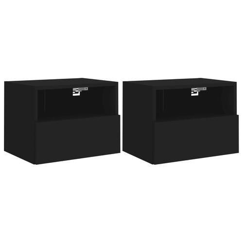 Væghængte tv-borde 2 stk. 40x30x30 cm konstrueret træ sort