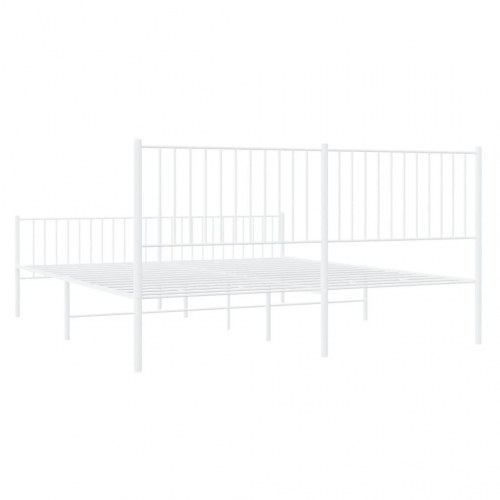 Sengeramme med sengegavl og fodgærde 180x200 cm metal hvid