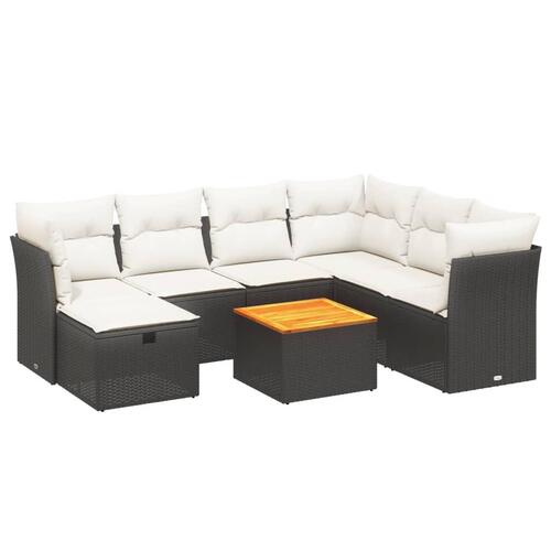 Sofasæt til haven 8 dele med hynder polyrattan sort