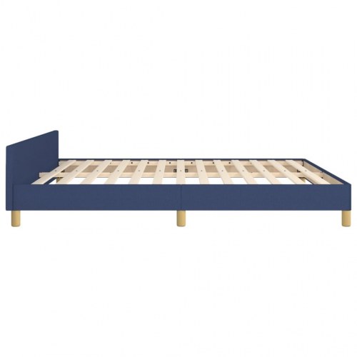Sengeramme med sengegavl 160x200 cm - stof, blå