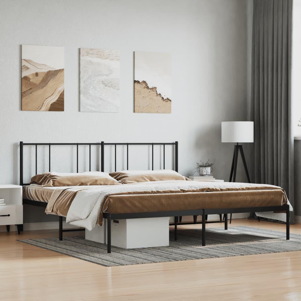 Sengeramme med sengegavl 193x203 cm metal sort