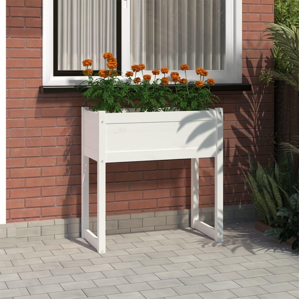 Plantekasse 78x40x81 cm massivt fyrretræ hvid