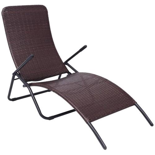 Liggestol foldbar polyrattan brun