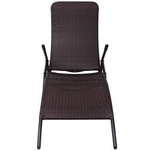 Liggestol foldbar polyrattan brun