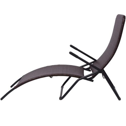 Liggestol foldbar polyrattan brun