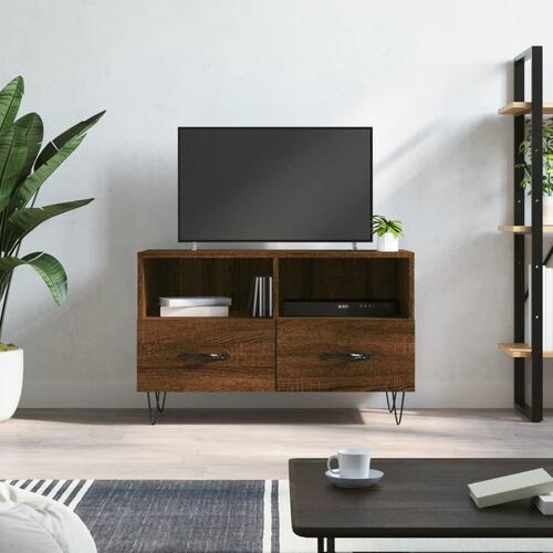 Tv-bord 80x36x50 cm konstrueret træ brun egetræsfarve