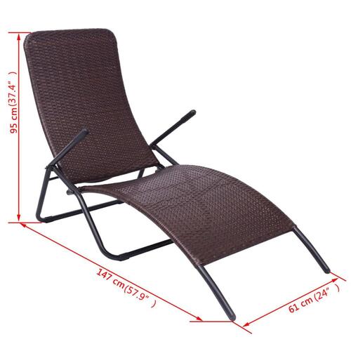 Liggestol foldbar polyrattan brun