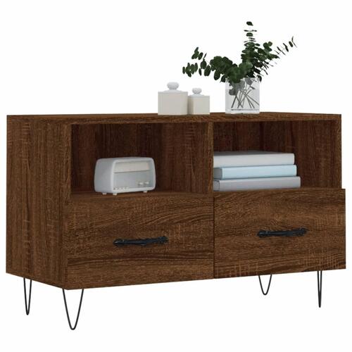 Tv-bord 80x36x50 cm konstrueret træ brun egetræsfarve