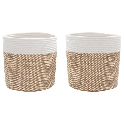 Opbevaringskurve 2 stk. Ø28x28 cm bomuld brun og hvid