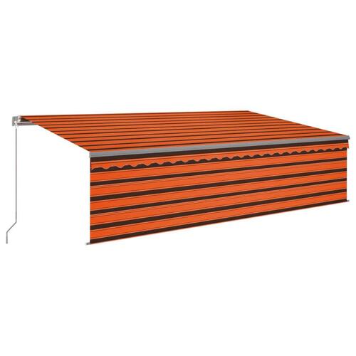 Markise m. gardin 5x3 m manuel betjening orange og brun