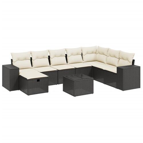 Sofasæt til haven 7 dele med hynder polyrattan sort