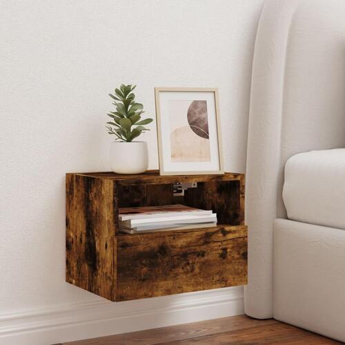Væghængt tv-bord 40x30x30 cm konstrueret træ røget sonoma-eg