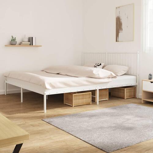 Sengeramme med sengegavl 183x213 cm metal hvid