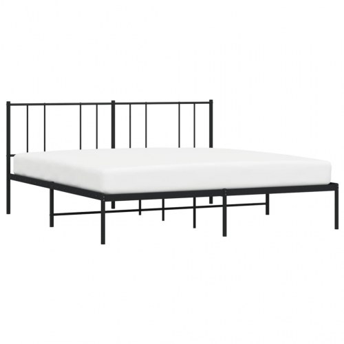 Sengeramme med sengegavl 200×200 cm - metal, sort