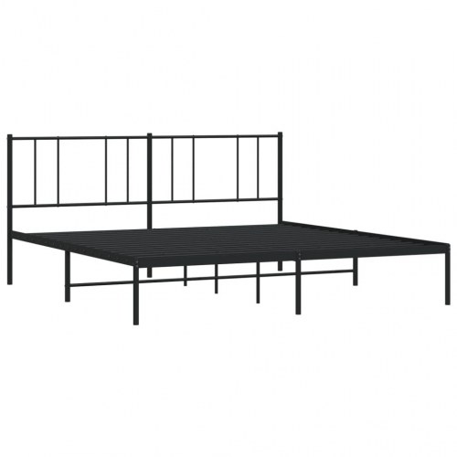 Sengeramme med sengegavl 200×200 cm - metal, sort
