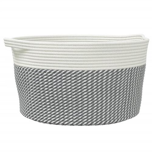 Opbevaringskurv Ø40x25 cm bomuld grå og hvid