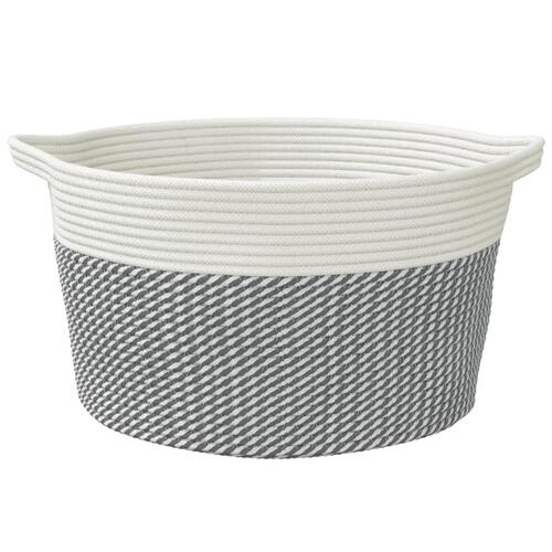 Opbevaringskurv Ø40x25 cm bomuld grå og hvid