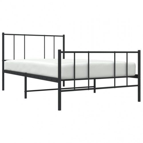 Sengeramme med sengegavl og fodgærde 75x190 cm metal sort