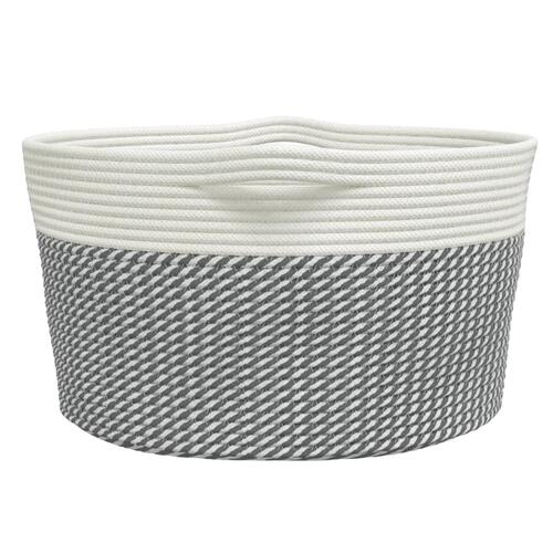 Opbevaringskurv Ø40x25 cm bomuld grå og hvid