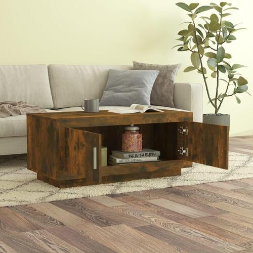Sofabord 102x50x45 cm konstrueret træ røget egetræsfarve