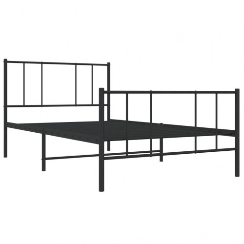 Sengeramme med sengegavl og fodgærde 75x190 cm metal sort