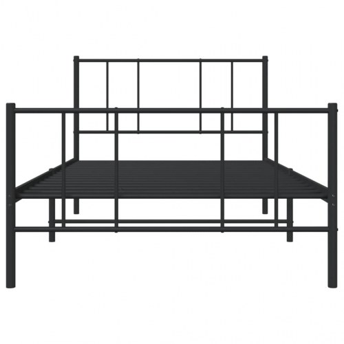 Sengeramme med sengegavl og fodgærde 75x190 cm metal sort
