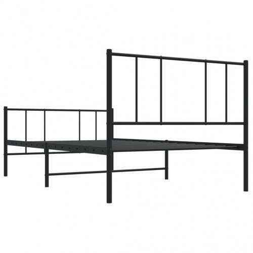 Sengeramme med sengegavl og fodgærde 75x190 cm metal sort