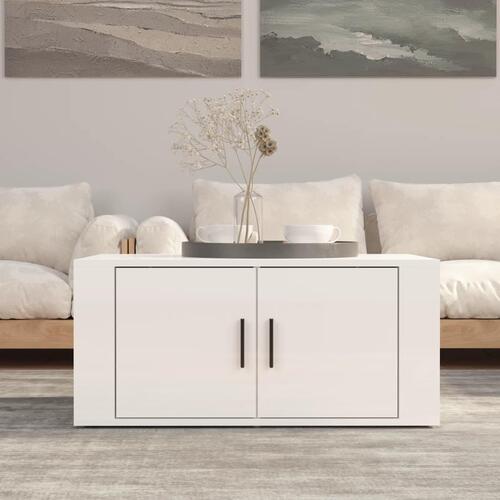 Sofabord 80x50x36 cm konstrueret træ hvid højglans
